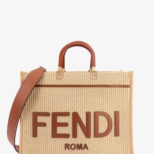 Fendi Roma Sunshine Raffia Beige Tote LIKE NEW